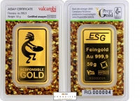 50 g Goldbarren Green Gold von Valcambi Responsible